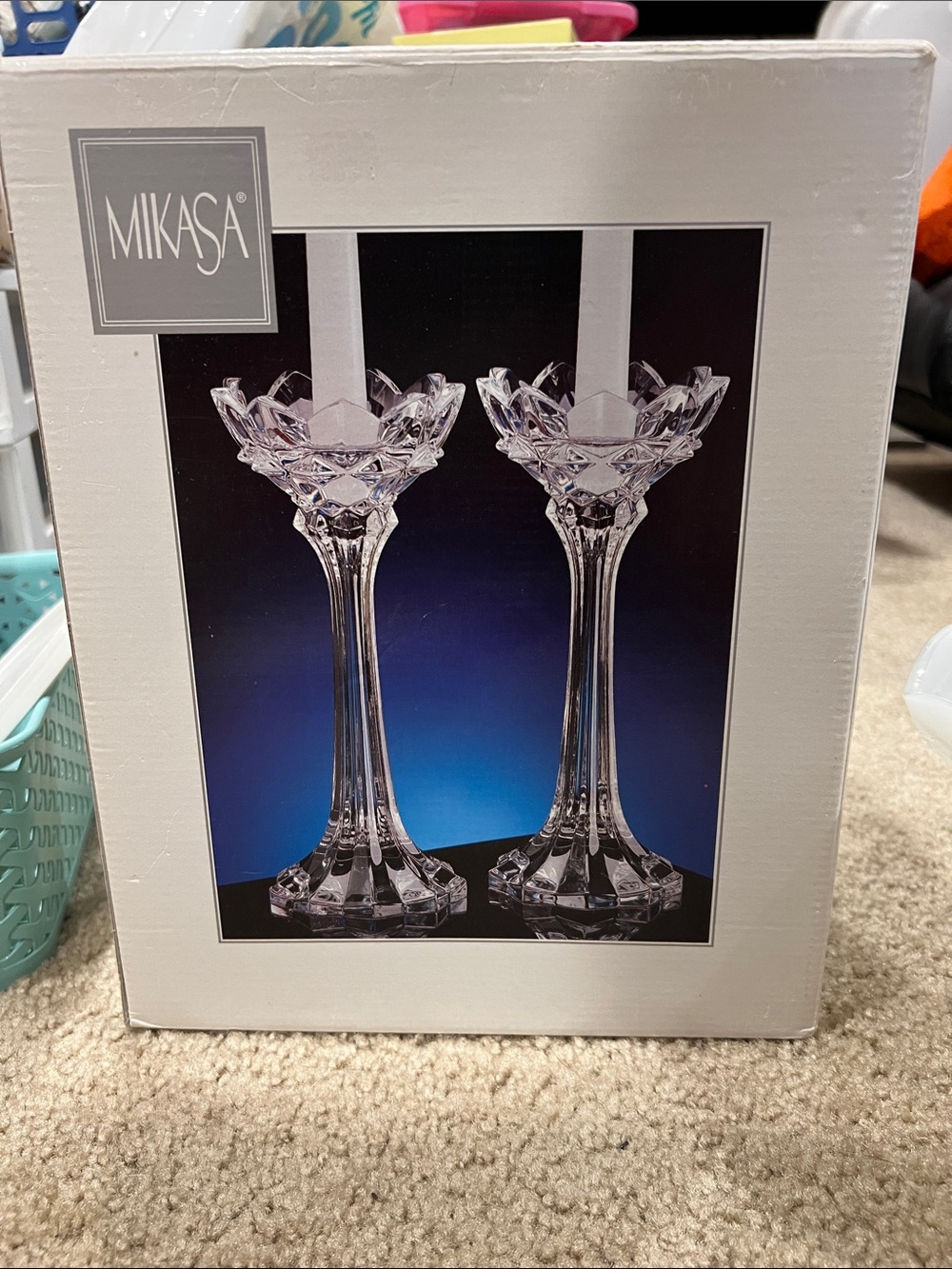 Mikasa Royal Ctown Crystal Candlestick Holders - Pair